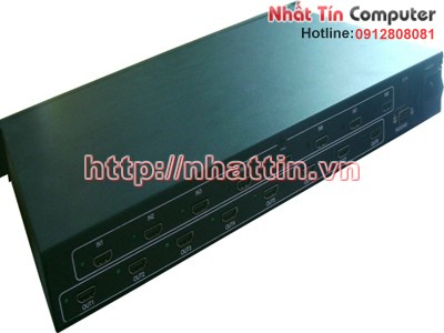 Bộ chuyển đổi Matrix HDMI 4 vào 8 ra chuẩn 1080P rack 1U có điều khiển từ xa