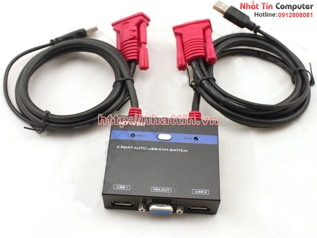 KVM Switch 2Port Auto USB . Chuyển mạch tự động 2 CPU ra 1 màn hình MT-281KL