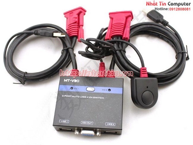 KVM Switch 2Port Auto USB . Chuyển mạch tự động 2 CPU ra 1 màn hình MT-281KL