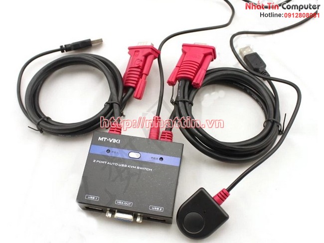 KVM Switch 2Port Auto USB . Chuyển mạch tự động 2 CPU ra 1 màn hình MT-281KL