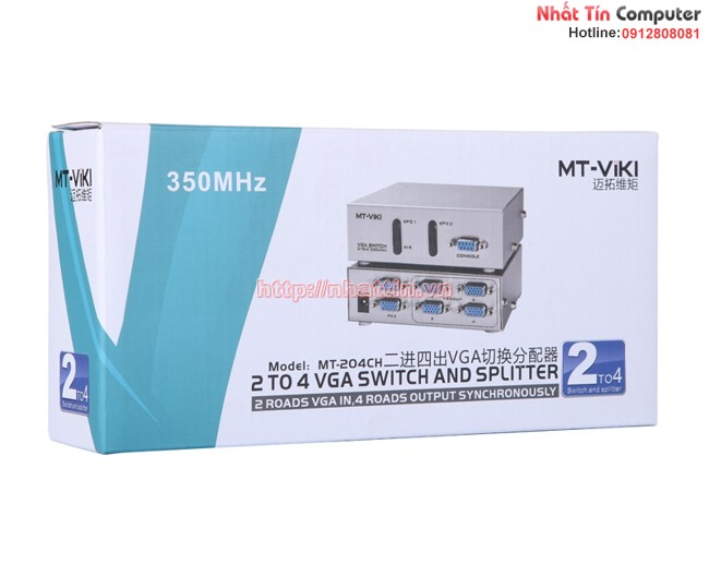 Bộ chia màn hình VGA 2 ra 4- 350Mhz (MT-204CH) có điều khiển