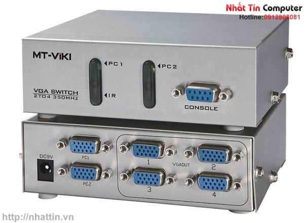 Bộ chia màn hình VGA 2 ra 4- 350Mhz (MT-204CH) có điều khiển