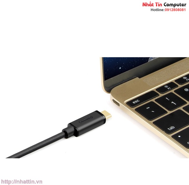 Cáp USB-C 2 đầu đực chính hãng Unitek Y-C477BK