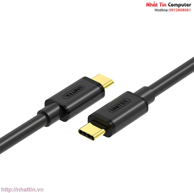 Cáp USB-C 2 đầu đực chính hãng Unitek Y-C477BK