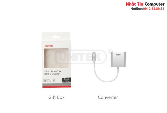 Cáp tín hiệu USB 3.1 Type C sang HDMI Adapter Unitek Y-6309 chính hãng
