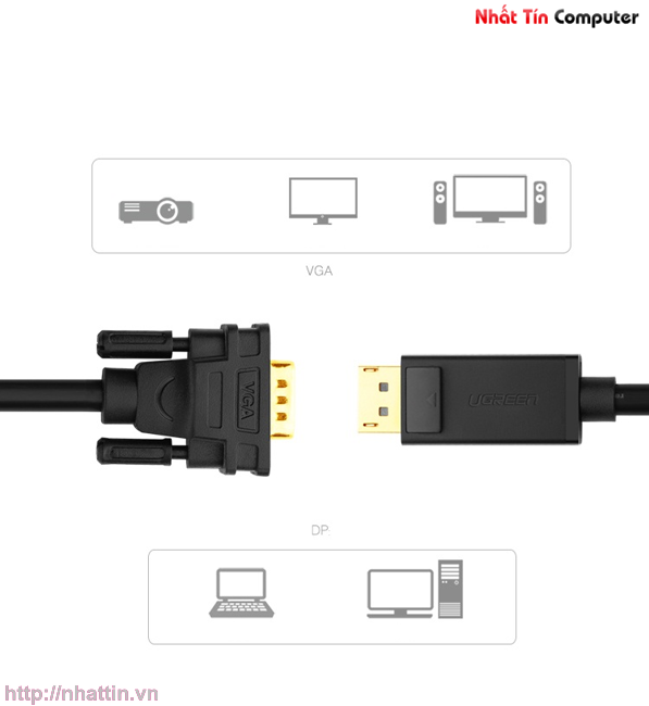 Hình ảnh : Cáp Displayport to VGA dài 3M chính hãng Ugreen UG-10236