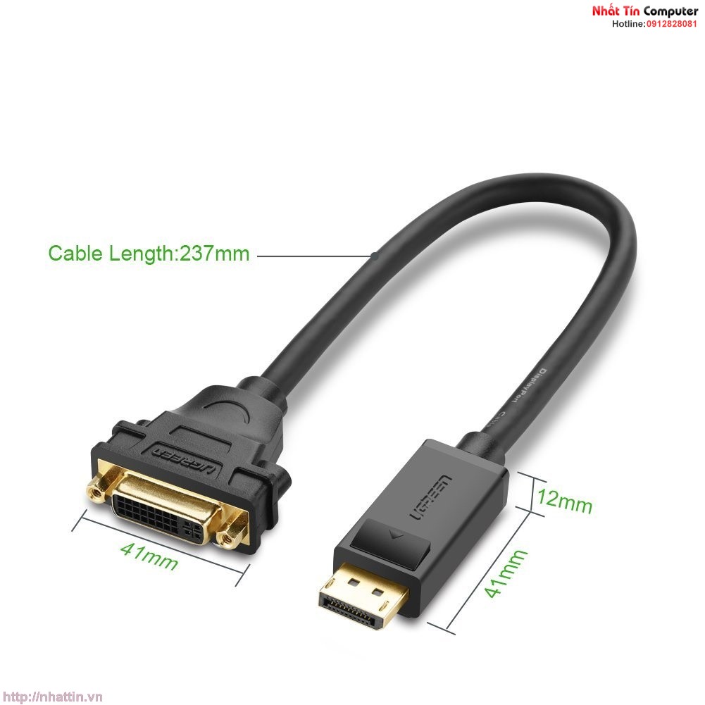 cap-chuyen-doi-displayport-to-dvi-am-chinh-hang-ugreen-ug-20405