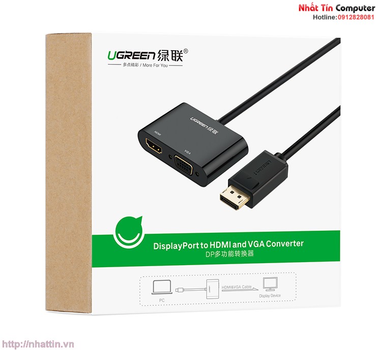 cap-chuyen-doi-displayport-to-hdmi-vga-chinh-hang-ugreen-ug-40367