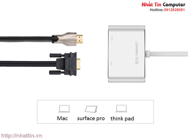 cap-chuyen-doi-mini-displayport-to-hdmi-va-vga-chinh-hang-ugreen-ug-20421