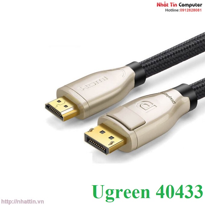 cap-displayport-to-hdmi-2-0-dai-1-5m-ho-tro-3d-4k-60hz-chinh-hang-ugreen-40433