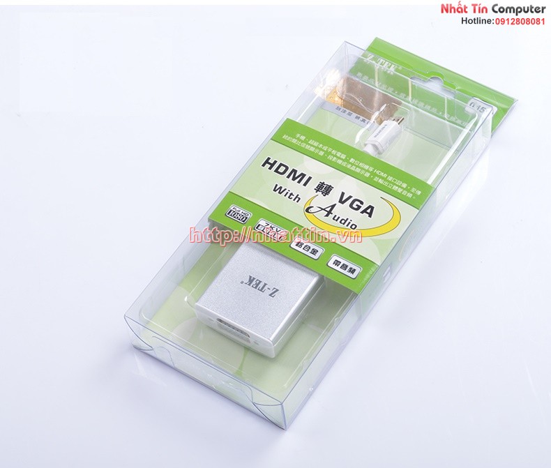 Cáp chuyển đổi tín hiệu micro HDMI to VGA Audio Z-TEK ZY098 Chính hãng