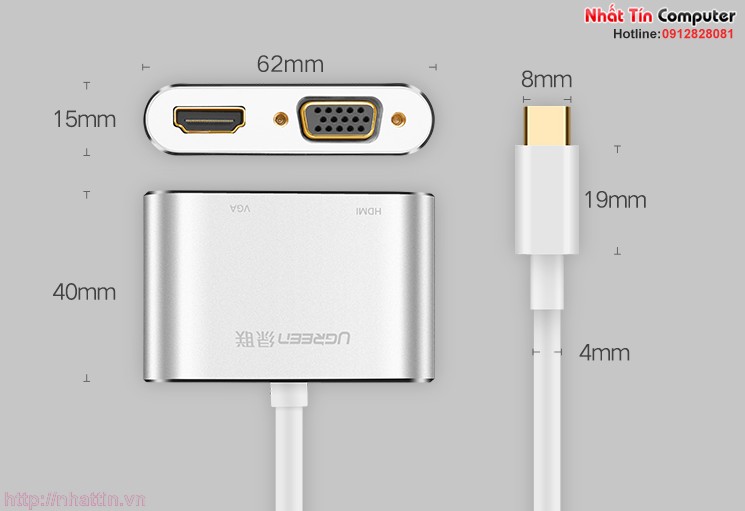 cap-chuyen-doi-usb-type-c-to-hdmi-va-vga-chinh-hang-ugreen-50317