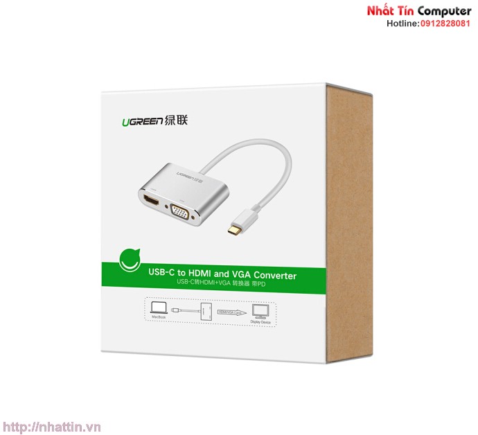 cap-chuyen-doi-usb-type-c-to-hdmi-va-vga-chinh-hang-ugreen-50317