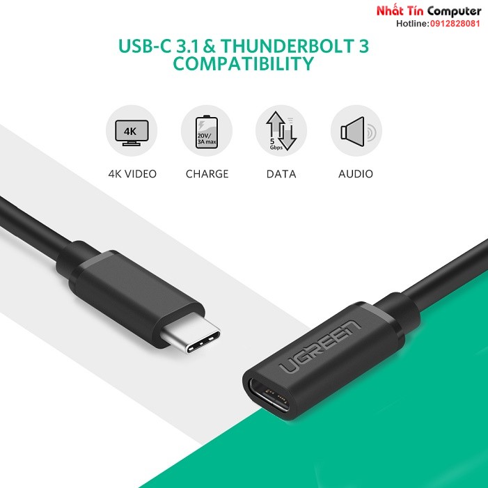 cap-noi-dai-usb-type-c-male-female-dai-1-5m-chinh-hang-ugreen-40574