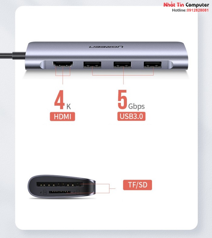 thiet-bi-mo-rong-usb-type-c-to-hdmi-hub-usb-3-0-sd-tf-chinh-hang-ugreen-70410