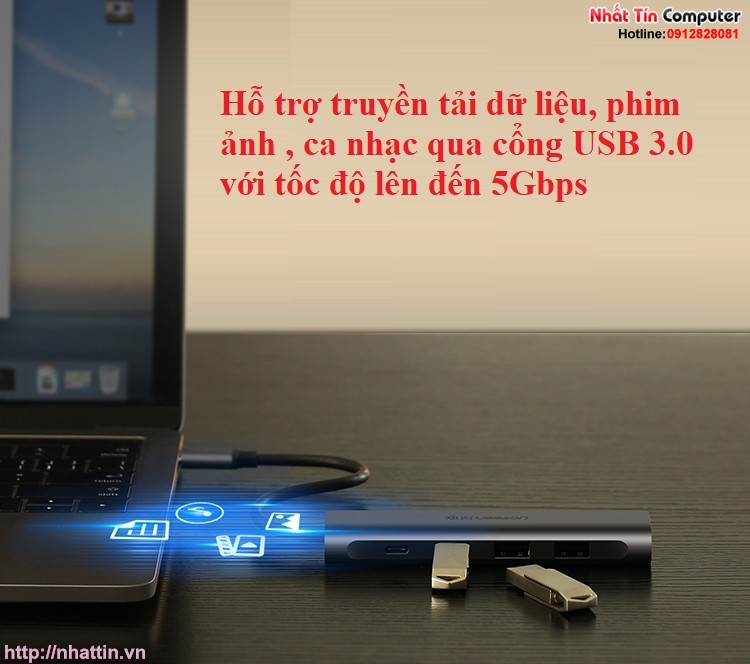 thiet-bi-mo-rong-usb-type-c-to-vga-hub-usb-3-0-ho-tro-sac-cong-usb-c-chinh-hang-ugreen-50210