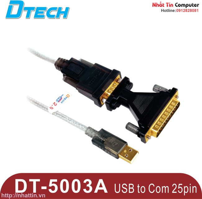 Cap-usb-to-com-rs232-dtech-dt-5003a-va-cong-chuyen-db9-sang-db25-lpt-
