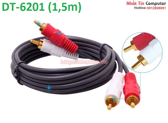 Cáp âm thanh Audio 2-2 đầu hoa sen 1,5m Dtech DT-6201