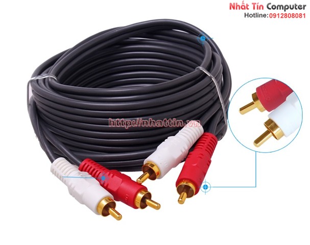 Cáp âm thanh Audio 2-2 đầu hoa sen 5m Dtech DT-6203