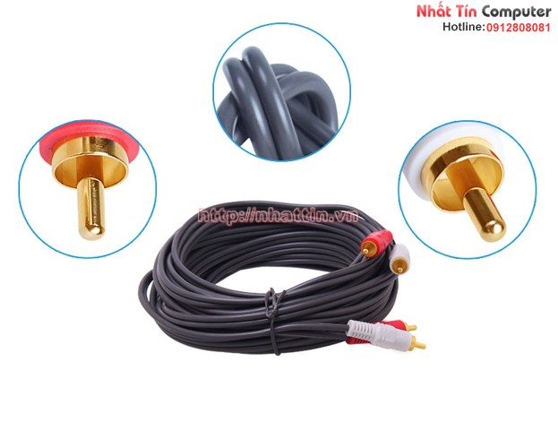 Bán cáp Audio 2-2 đầu hoa sen 10m Dtech DT-6204 chính hãng