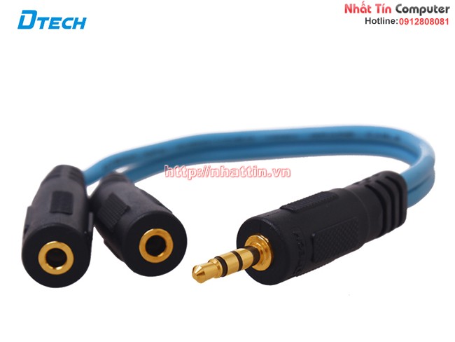 Cáp chia 2 cổng Audio 3.5mm dài 20cm Dtech DT-6236