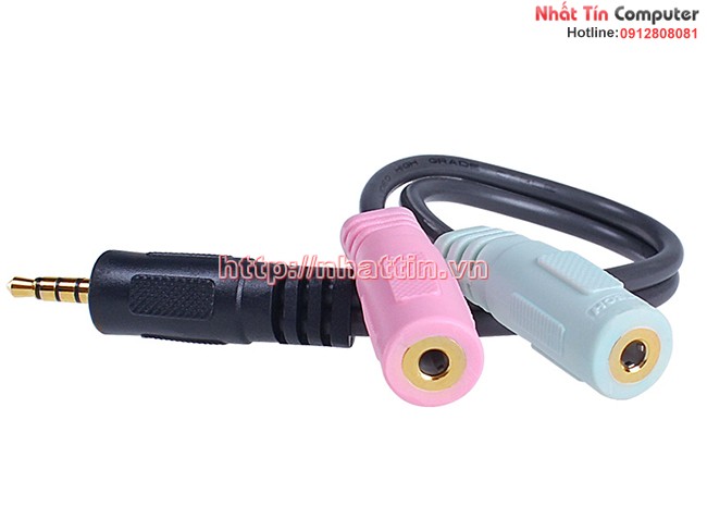 Cáp chia Audio 3.5mm ra một cổng Mic và một cổng ra Loa Dtech DT-6237. Hàng chính hãng