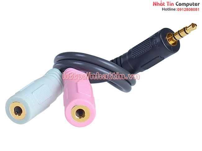 Cáp chia Audio 3.5mm ra một cổng Mic và một cổng ra Loa Dtech DT-6237. Hàng chính hãng