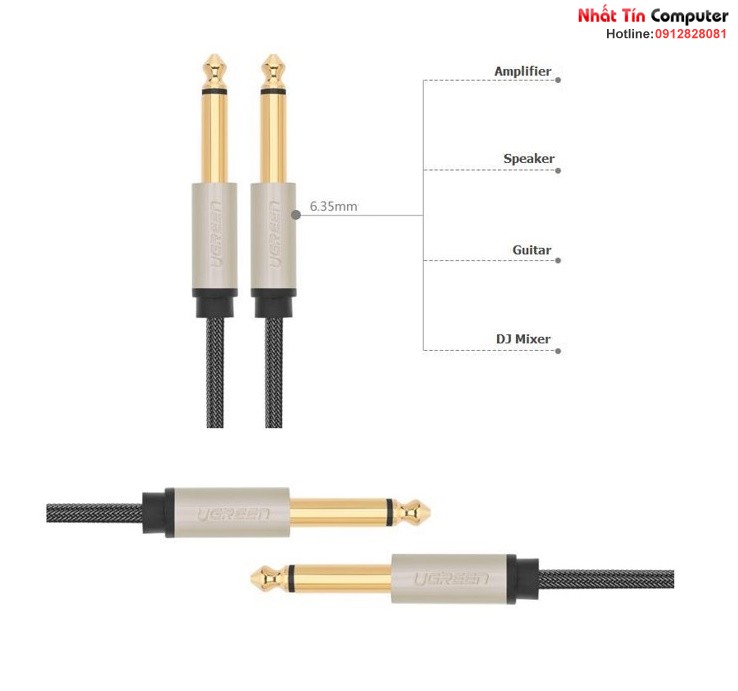 Cáp âm thanh Audio 6.5mm hai đầu dương dài 1,5M chính hãng Ugreen 40810 cao cấp