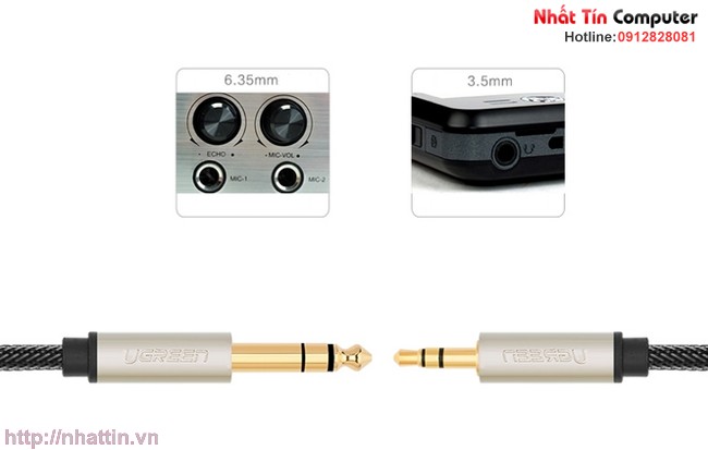 Dây cáp audio 3.5MM to 6.5MM hai đầu dương dài 2m Ugreen 10628 