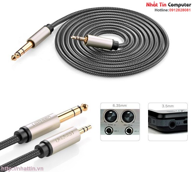 Dây cáp audio 3.5MM to 6.5MM hai đầu dương dài 2m Ugreen 10628 