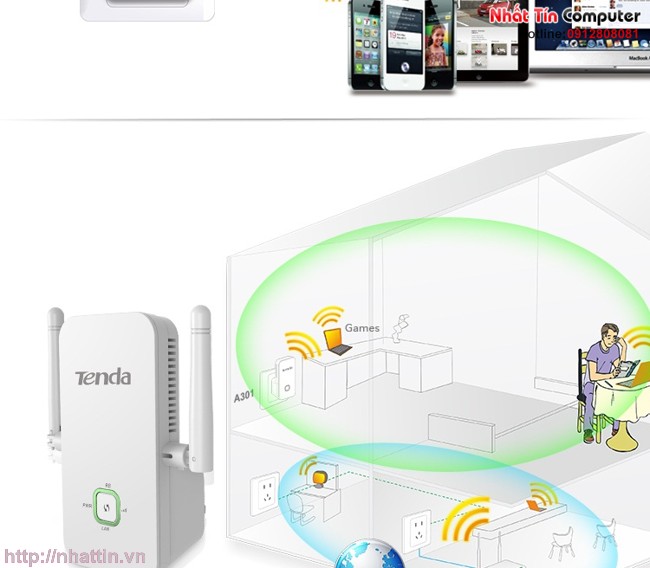Thiết bị kích sóng Tenda A301 300Mbps