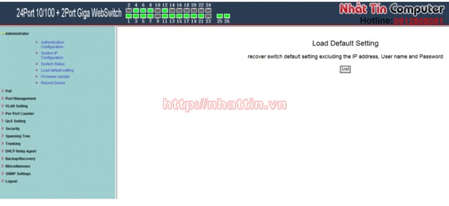 Smart Switch PoE 24 Port 10/100Mbps + 2Port Gigabit+ 2 Port SFP, công suất 250W KMETech WSP2624GSL
