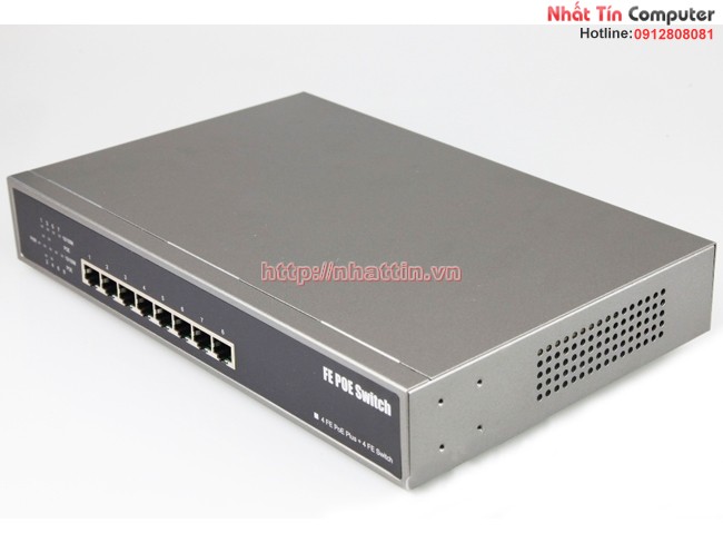 Bộ cấp nguồn Switch PoE 8 Port 10/100Mbps với 4 Port POE KMETech PSE844F Chính hãng