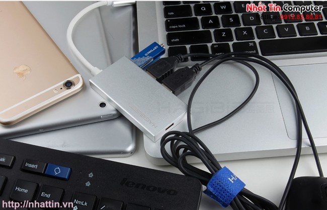 Hub USB 3.0 kèm cổng sạc điện Type-c chính hãng Hagibis cho Macbook air 12 inch Apple