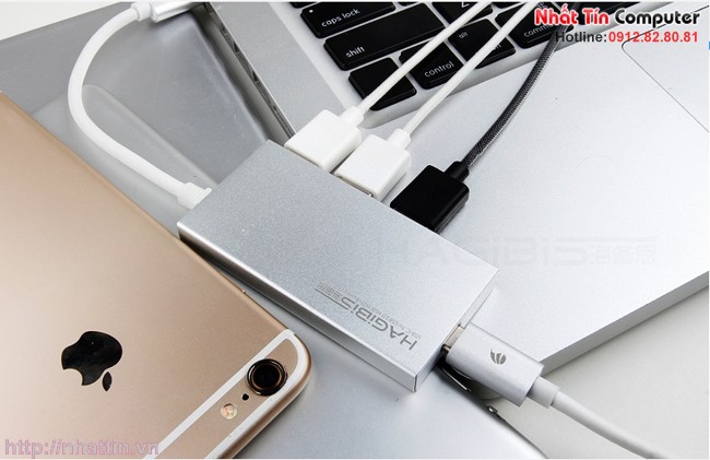 Hub USB 3.0 kèm cổng sạc điện Type-c chính hãng Hagibis cho Macbook air 12 inch Apple