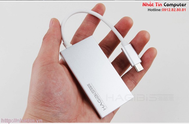 Hub USB 3.0 kèm cổng sạc điện Type-c chính hãng Hagibis cho Macbook air 12 inch Apple