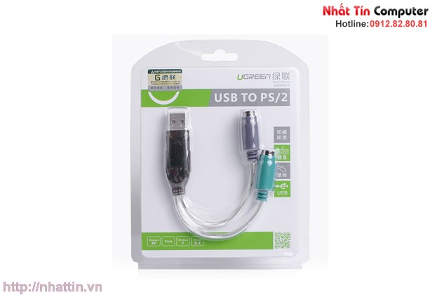 Cáp chuyển đổi USB 2.0 cổng PS/2 cho bàn phím chuột Ugreen UG-20219 Chính hãng
