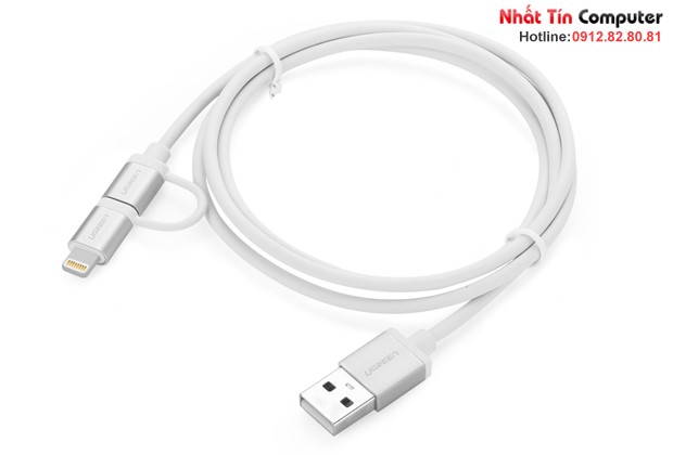 Cáp sạc 2 trong 1 USB 2.0 sang Micro USB và Lightning dài 1M Ugreen UG-20748 chính hãng