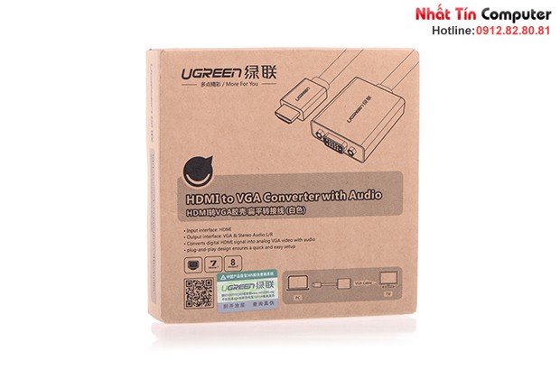 Cáp chuyển đổi HDMI to VGA dẹt có Audio Ugreen UG-40248 Chính hãng