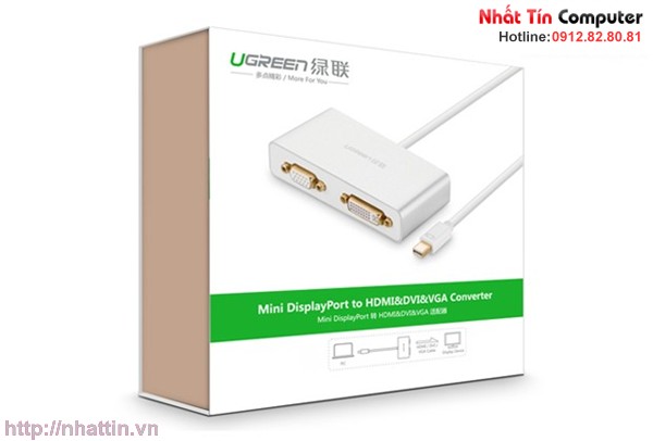 Cáp chuyển đổi 3 trong 1 Mini displayport to HDMI / VGA / DVI UGREEN MD109