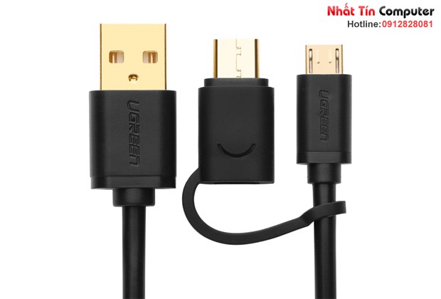 Cáp USB ra Micro USB và Type-C dài 1.5m chính hãng Ugreen 30177