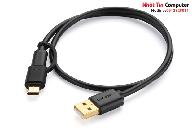 Cáp USB ra Micro USB và Type-C dài 1.5m chính hãng Ugreen 30177