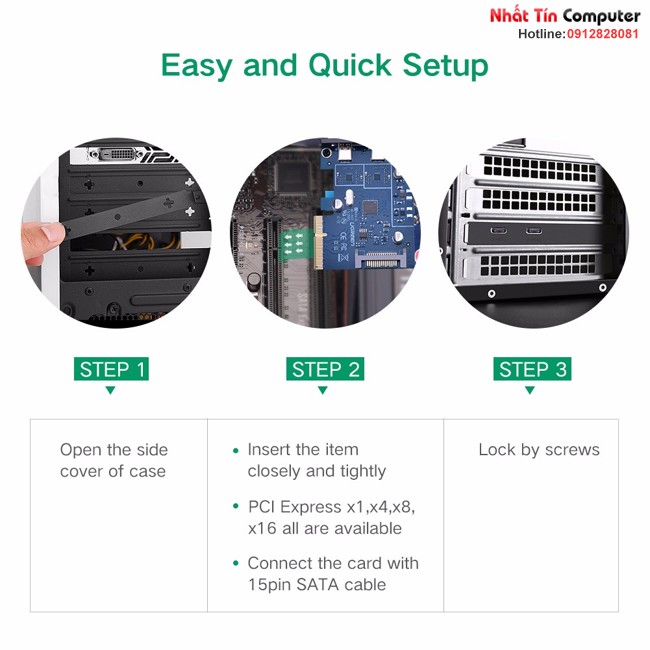 Card PCI Express sang 2 cổng USB 3.1 Type-C Ugreen 30773 chính hãng