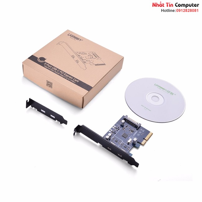 Card PCI Express sang 2 cổng USB 3.1 Type-C Ugreen 30773 chính hãng