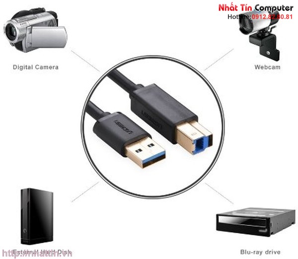 Cáp USB 3.0 A to B máy in Ugreen UG-10372 chính hãng