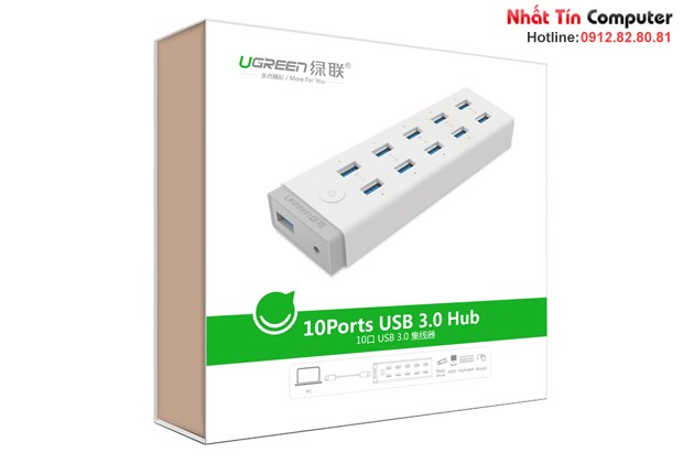 Hub đa chức năng 10 cổng USB 3.0 Ugreen UG-20297 kèm sạc điện thoại, máy tính bảng...