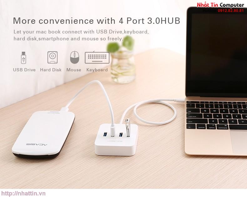 Cáp USB Type C ra 4 cổng USB 3.0 Ugreen UG-30316 Chính hãng