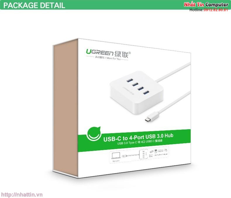 Cáp USB Type C ra 4 cổng USB 3.0 Ugreen UG-30316 Chính hãng