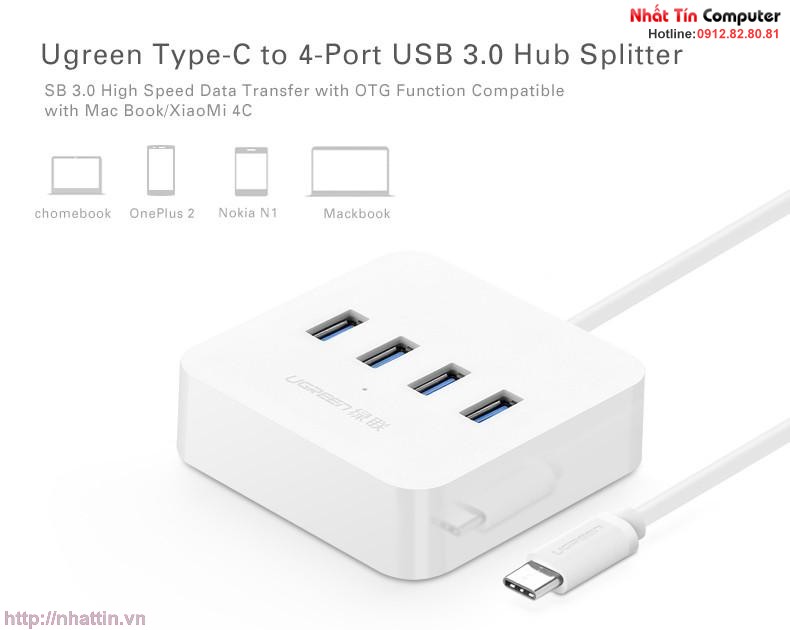 Cáp USB Type C ra 4 cổng USB 3.0 Ugreen UG-30316 Chính hãng