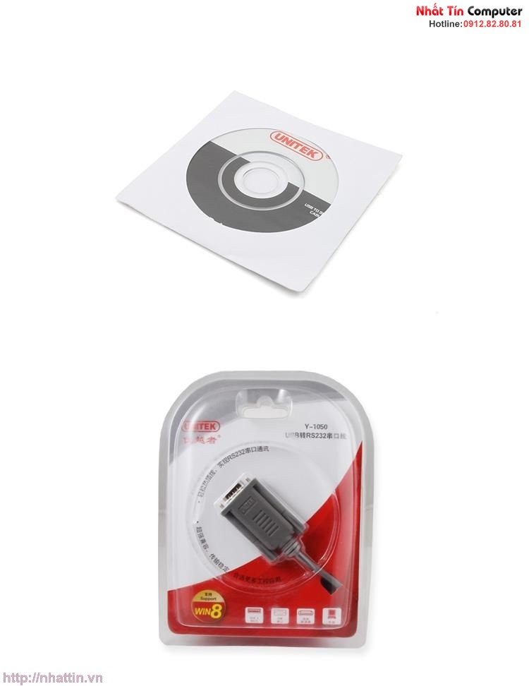 Cáp chuyển đổi USB to COM RS232 - chính hãng UNITEK Y 1050 hỗ trợ Win 8